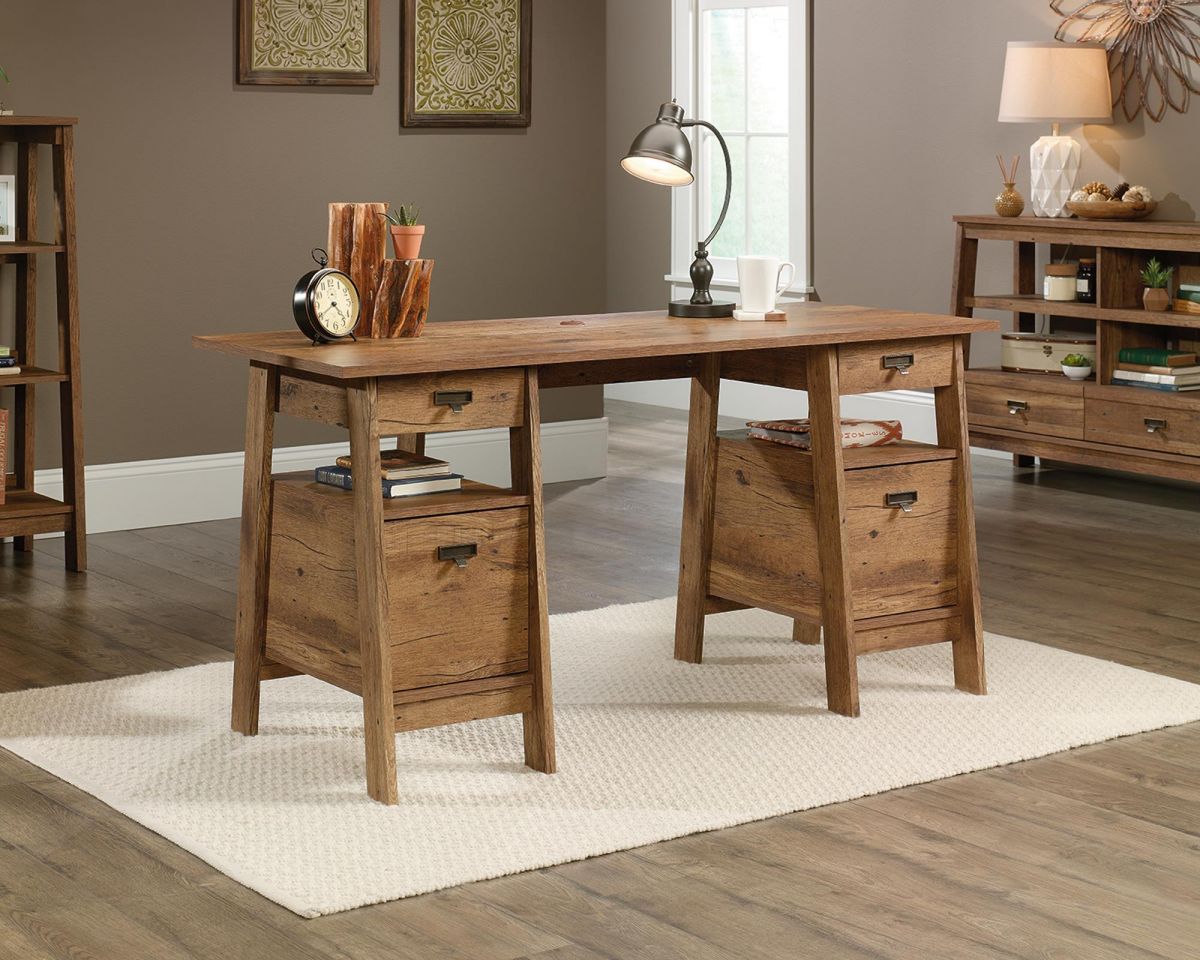 EXECUTIVE TRESTLE DESK VINTAGE OAK CasaFenix