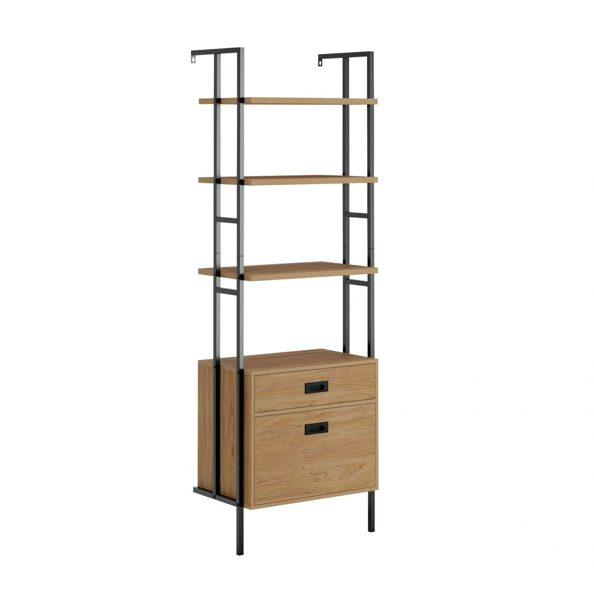 HYTHE WALL MOUNTED 4 SHELF BOOKCASE WITH DRAWERS CasaFenix