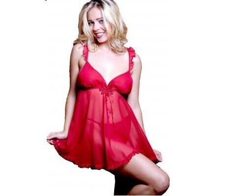 New Lingerie VX Intimate Bright Red Sheer Babydoll + G-string Size Small. 5090 Clothes, Shoes & Accessories:Women:Women's Clothing:Lingerie & Nightwear:Nightwear CasaFenix