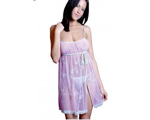 New Lingerie VX Intimate Blue & Gold Sheer Babydoll + G-string Size Medium. 5080 Clothes, Shoes & Accessories:Women:Women's Clothing:Lingerie & Nightwear:Nightwear CasaFenix