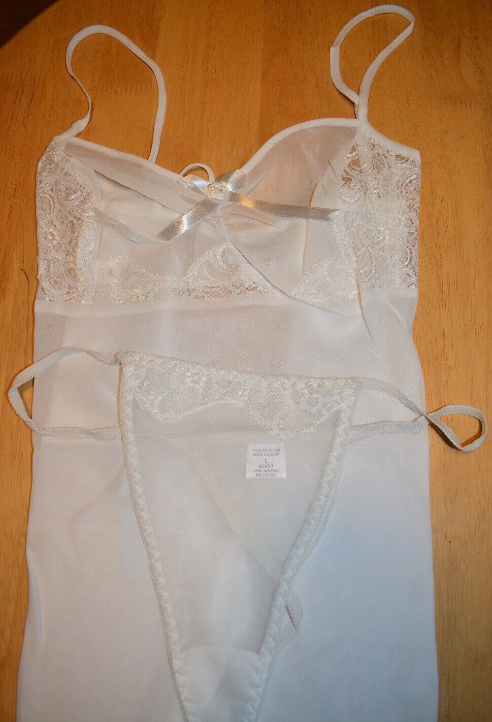New VX Intimate Ivory Chiffon & Lace Babydoll + G-String (5093). Size Large Clothes, Shoes & Accessories:Women:Women's Clothing:Lingerie & Nightwear:Nightwear CasaFenix