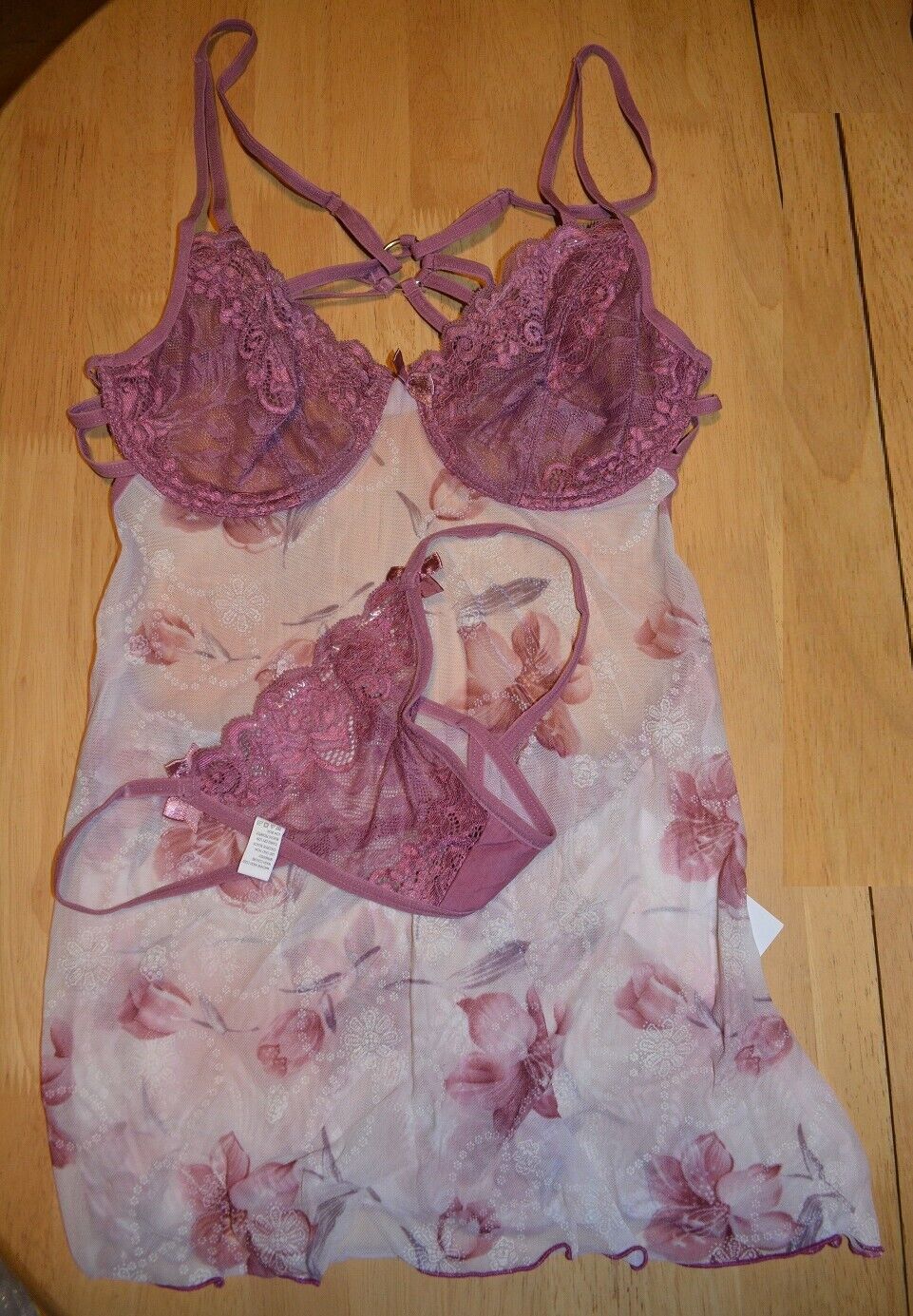New Lingerie VX Intimate Rose Print Babydoll With G-string Size Large. 5117 Clothes, Shoes & Accessories:Women:Women's Clothing:Lingerie & Nightwear:Nightwear CasaFenix