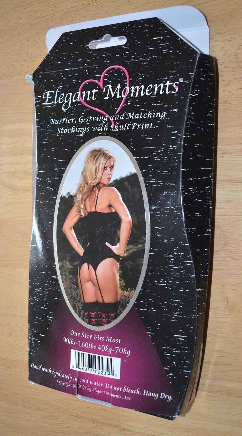 Elegant Moments Black Bustier & Stockings Set With Skull Print One Size 7804. Clothes, Shoes & Accessories:Specialty:Erotic Clothing:Other Erotic Clothing CasaFenix