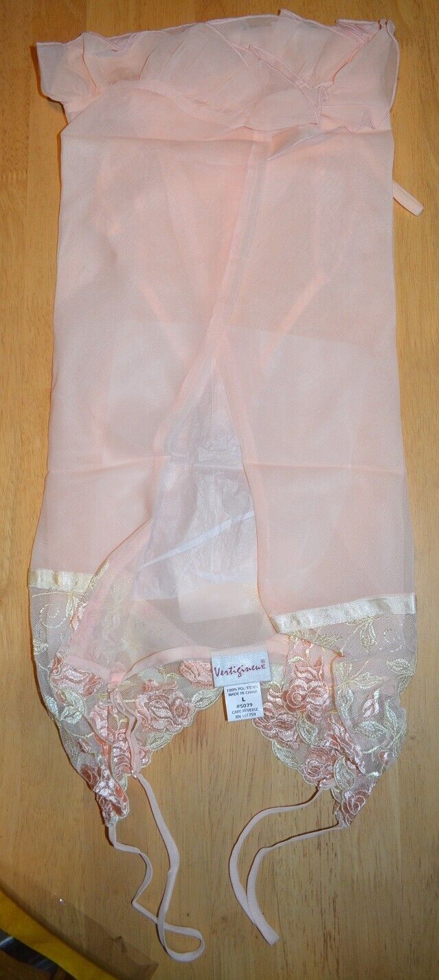 New VX Intimate Chiffon Pale Orange Babydoll + G-string Size Medium 5079 Clothes, Shoes & Accessories:Women:Women's Clothing:Lingerie & Nightwear:Nightwear CasaFenix