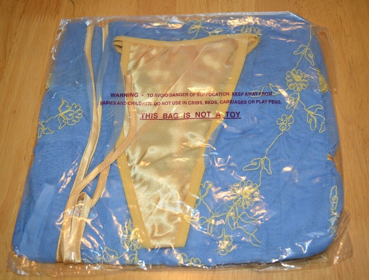 New Lingerie VX Intimate Blue & Gold Sheer Babydoll + G-string Size Medium. 5080 Clothes, Shoes & Accessories:Women:Women's Clothing:Lingerie & Nightwear:Nightwear CasaFenix
