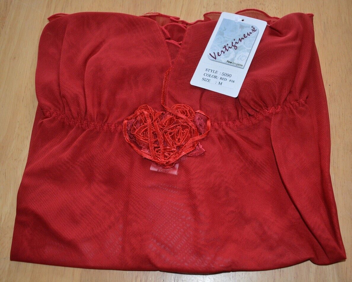 New Lingerie VX Intimate Bright Red Sheer Babydoll + G-string Size Small. 5090 Clothes, Shoes & Accessories:Women:Women's Clothing:Lingerie & Nightwear:Nightwear CasaFenix
