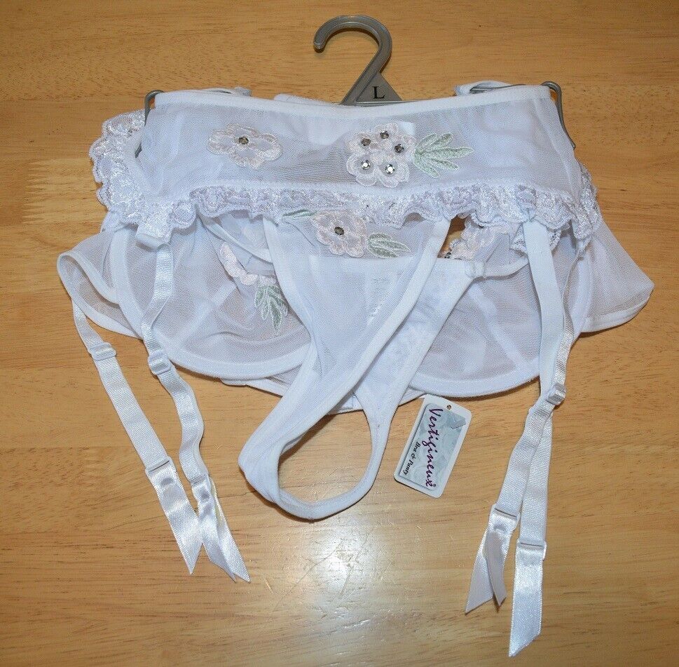 Bnwt Vertigineux White Sexy Three Piece Suspender Belt Bra Set Size Large (1010) Clothes, Shoes & Accessories:Specialty:Erotic Clothing:Women's Underwear:Bras & Bra Sets CasaFenix