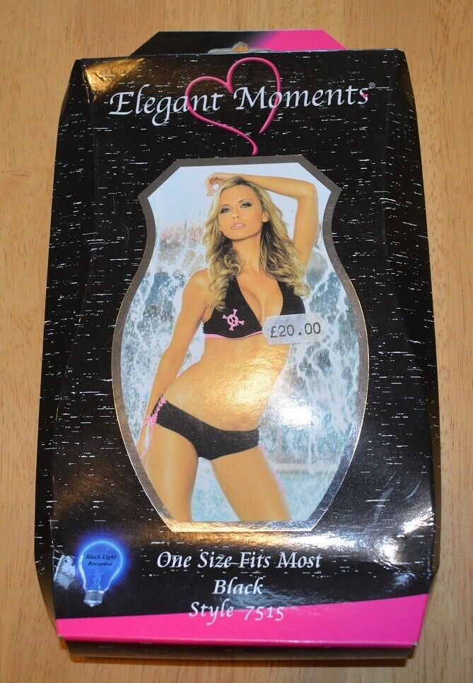 New Elegant Moments One Size Halter Bra Top And Shorts Black + Pink Skulls 7515) Clothes, Shoes & Accessories:Specialty:Erotic Clothing:Women's Underwear:Bras & Bra Sets CasaFenix