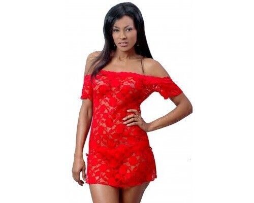 Brand New Lingerie VX Intimate Sheer Red Mini Dress + Thong Size Medium (5095) VX188 Clothes, Shoes & Accessories:Women:Women's Clothing:Lingerie & Nightwear:Nightwear CasaFenix