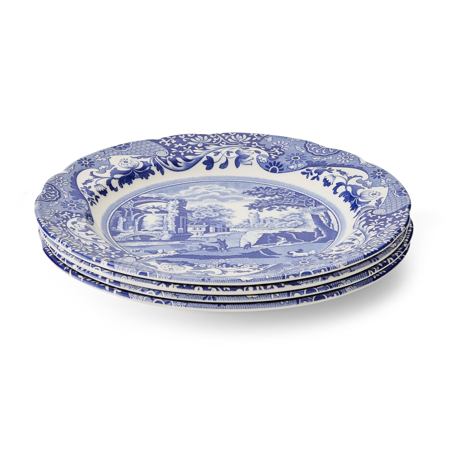 Blue Italian Set of 4 Porcelain Dinner Plates – Spode Fine China dinnerware CasaFenix
