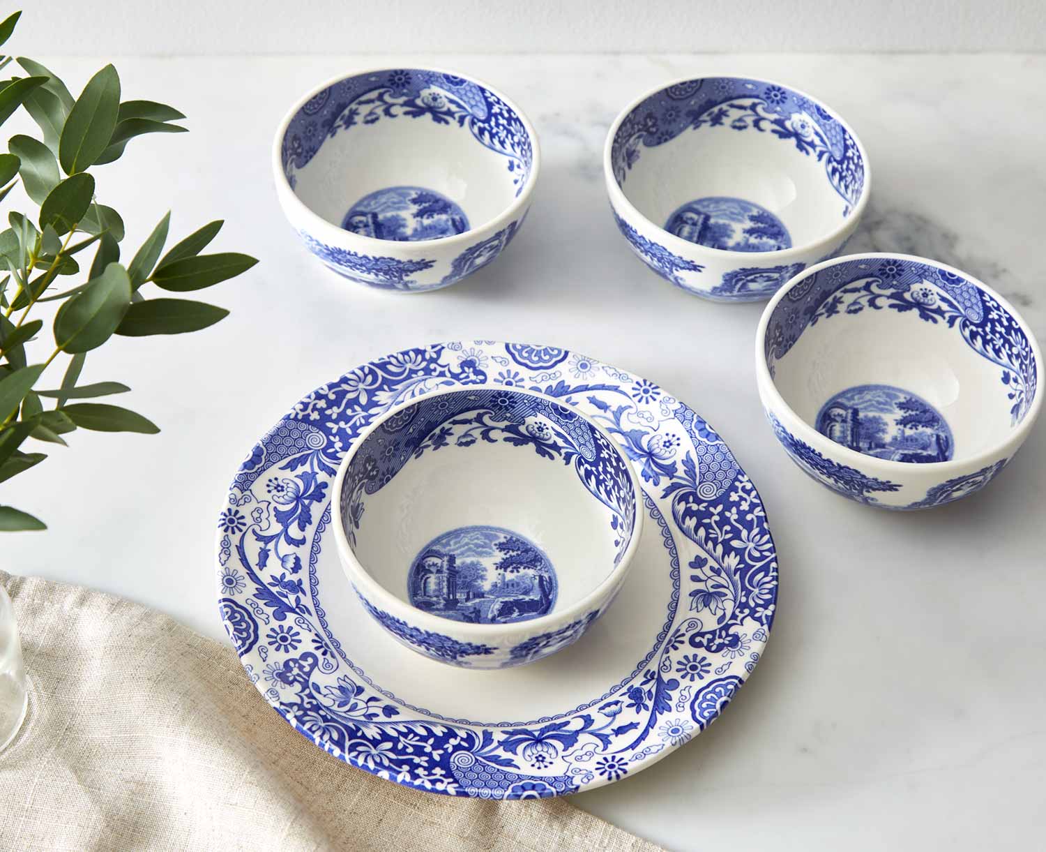 Blue Italian Dip Bowls Set of 4 – Blue & White Porcelain Bowls dinnerware CasaFenix