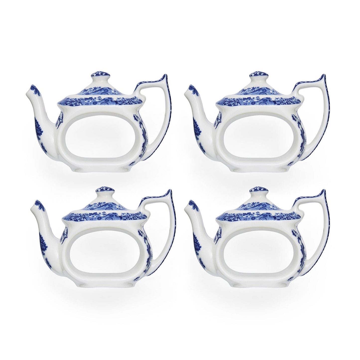 Blue Italian Teapot-Shaped Napkin Rings – Set of 4 Porcelain dinnerware CasaFenix