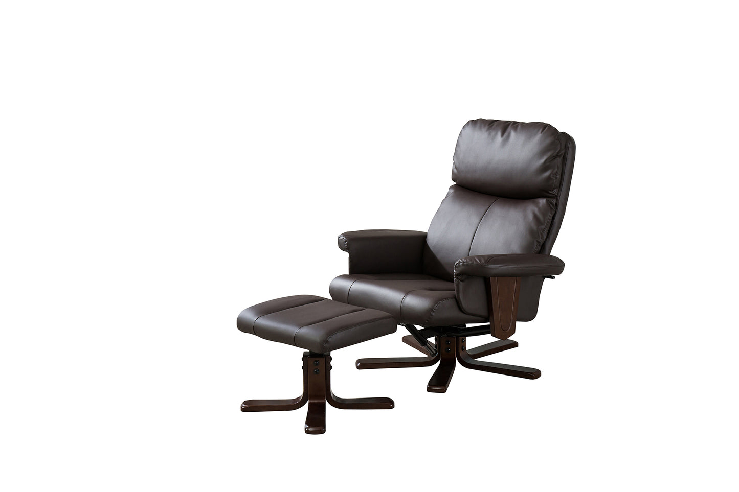 op Quality Padded Swivel Recliner Wooden Base + Footstool Available in black, brown, burgundy, cream, grey. Heat Option *** - CasaFenix