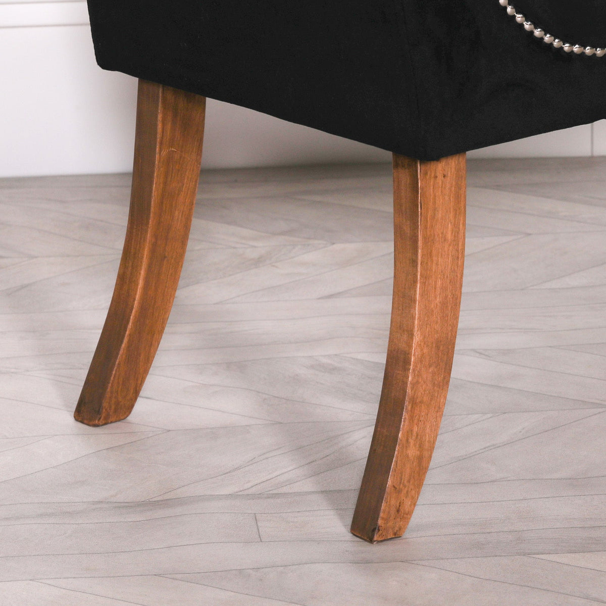 Black Velvet Bench with Wooden Legs — 110.5cm Benches CasaFenix