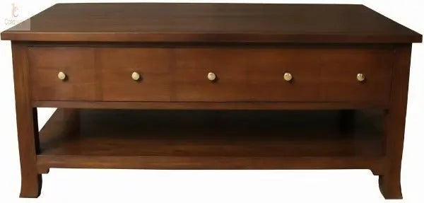 Alice Collection 1 Drawer Rectangular Solid Mahogany Coffee Table - CasaFenix