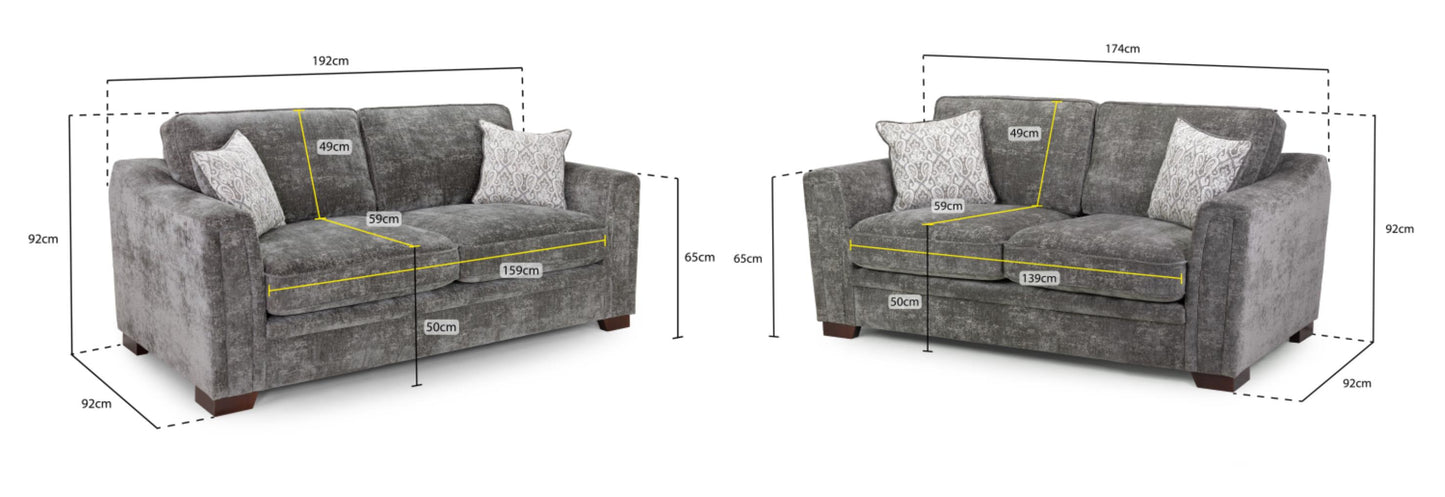 Astrid Plush Button Fabric Sofa in Silver or Slate Grey 2, 3 Seat, 4 Seat Corner Settee Footstool (Copy) Sofa CasaFenix