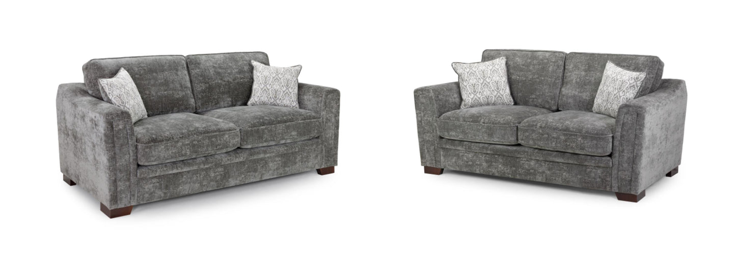 Astrid Plush Button Fabric Sofa in Silver or Slate Grey 2, 3 Seat, 4 Seat Corner Settee Footstool (Copy) Sofa CasaFenix