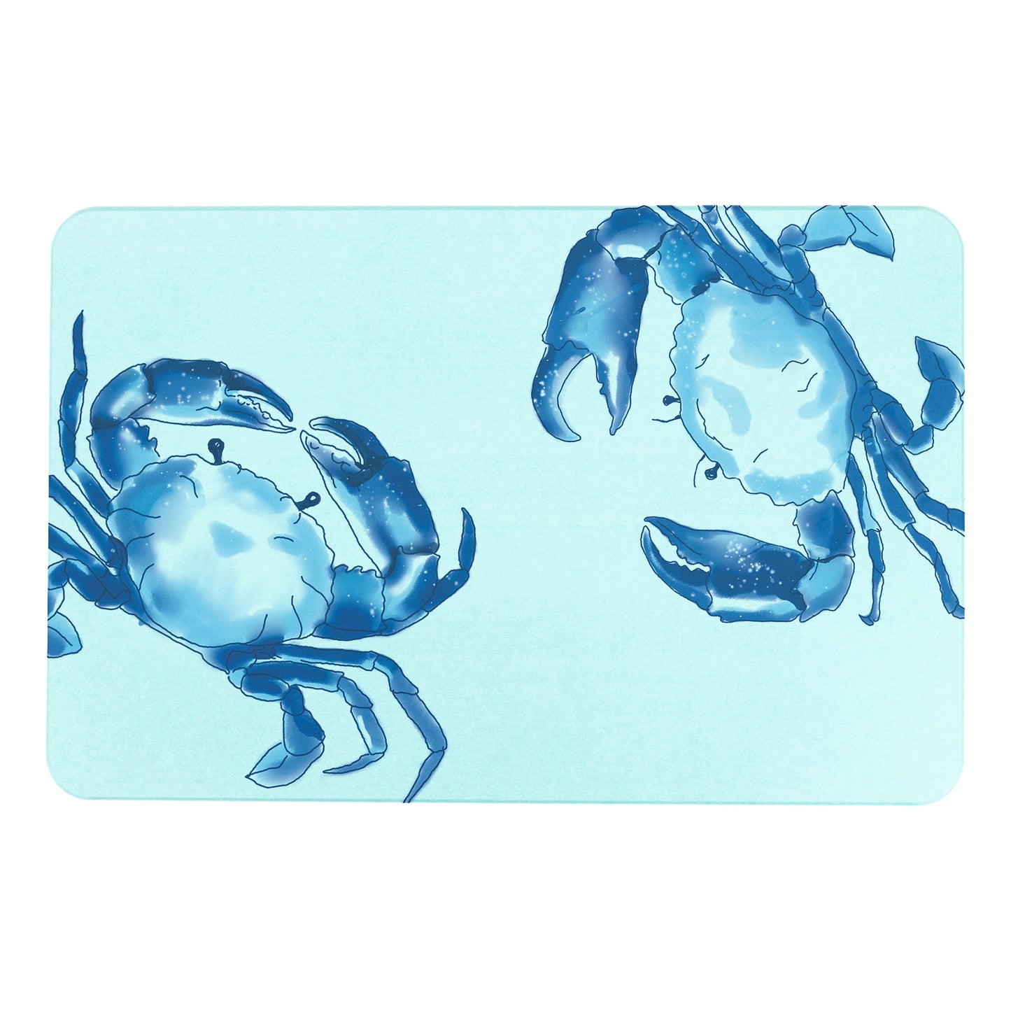 Crabs Blue Stone Anti-Mould Non Slip Bath Mat Rug. 60x39cm Bath Mat CasaFenix