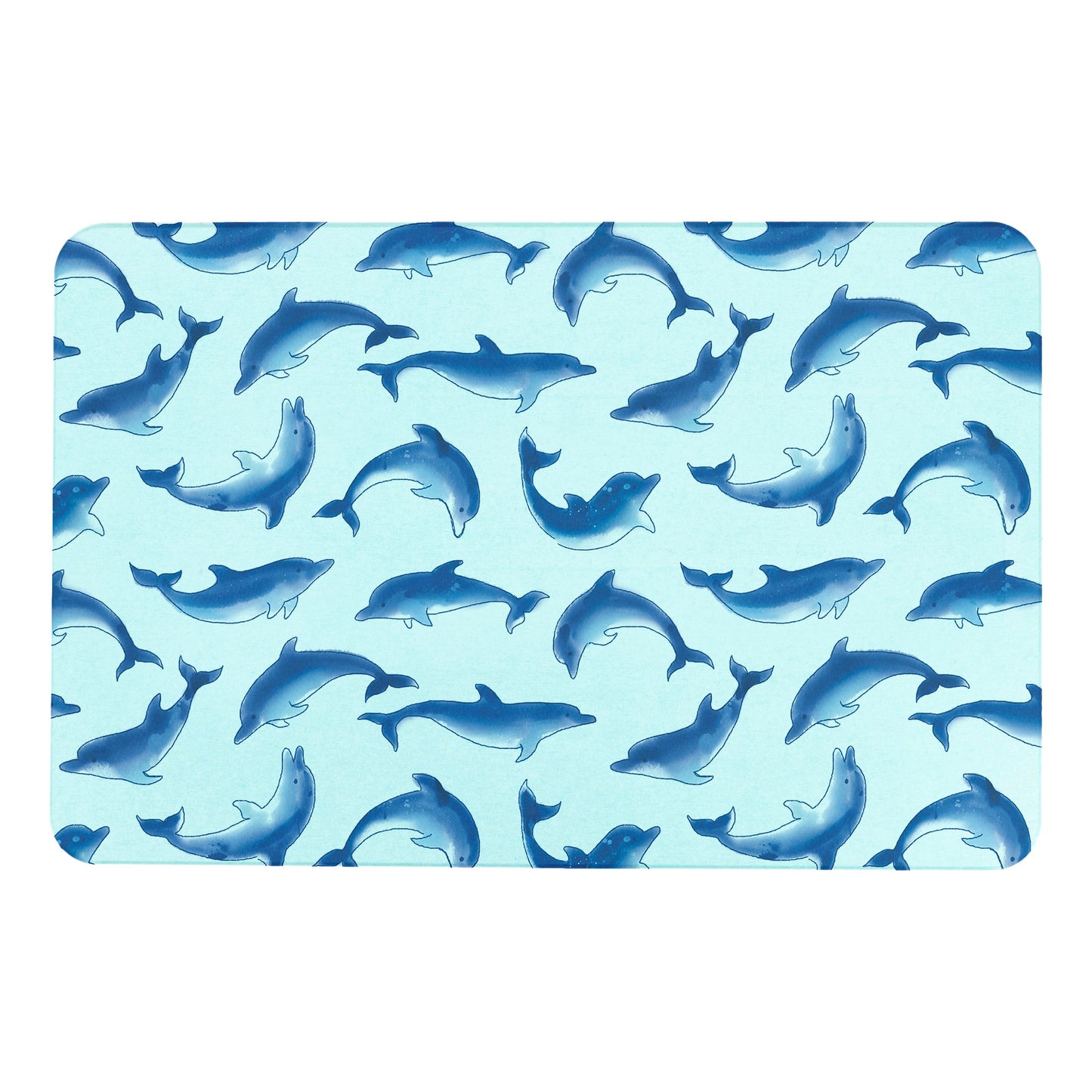 Dolphins Blue Stone Anti-Mould Non Slip Bath Mat Rug. 60x39cm Bath Mat CasaFenix