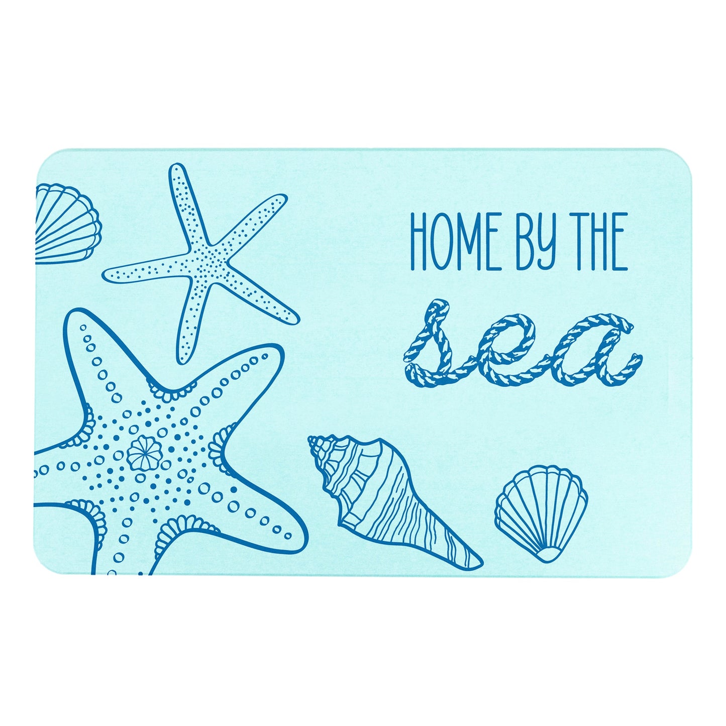 Home By The Sea Blue Stone Anti-Mould Non Slip Bath Mat Rug. 60x39cm Bath Mat CasaFenix