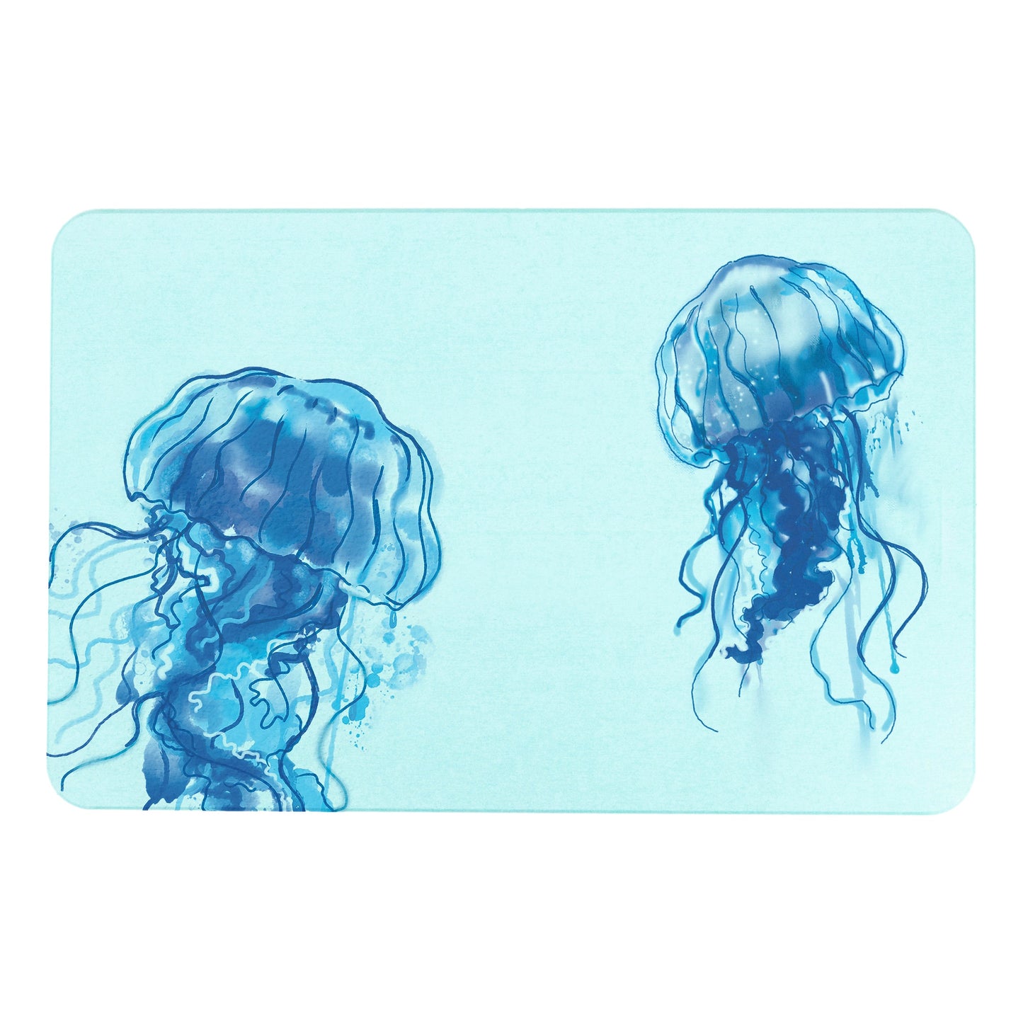 Jellyfish Blue Stone Anti-Mould Non Slip Bath Mat Rug. 60x39cm Bath Mat CasaFenix