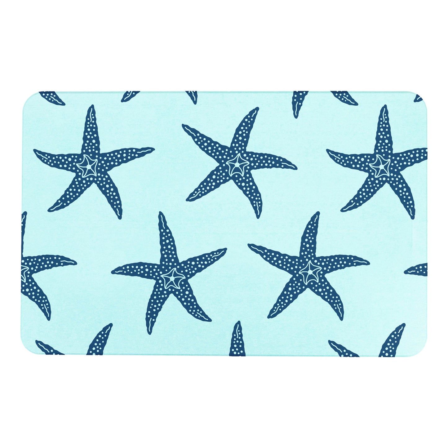 Starfish Blue Stone Anti-Mould Non Slip Bath Mat Rug. 60x39cm Bath Mat CasaFenix