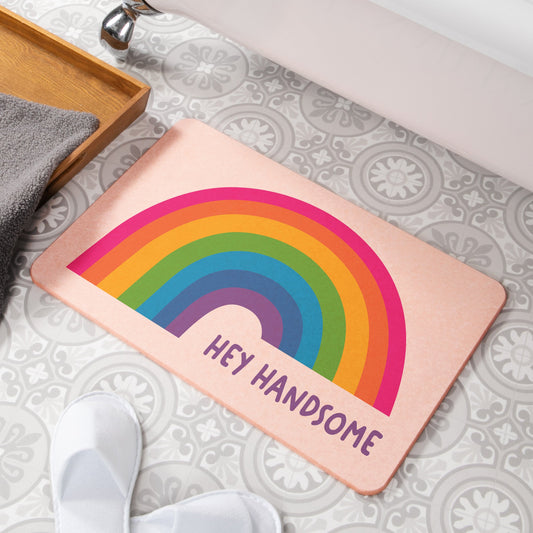 Hey Handsome Pink Stone Anti-Mould Non Slip Bath Mat Rug. 60x39cm Bath Mat CasaFenix