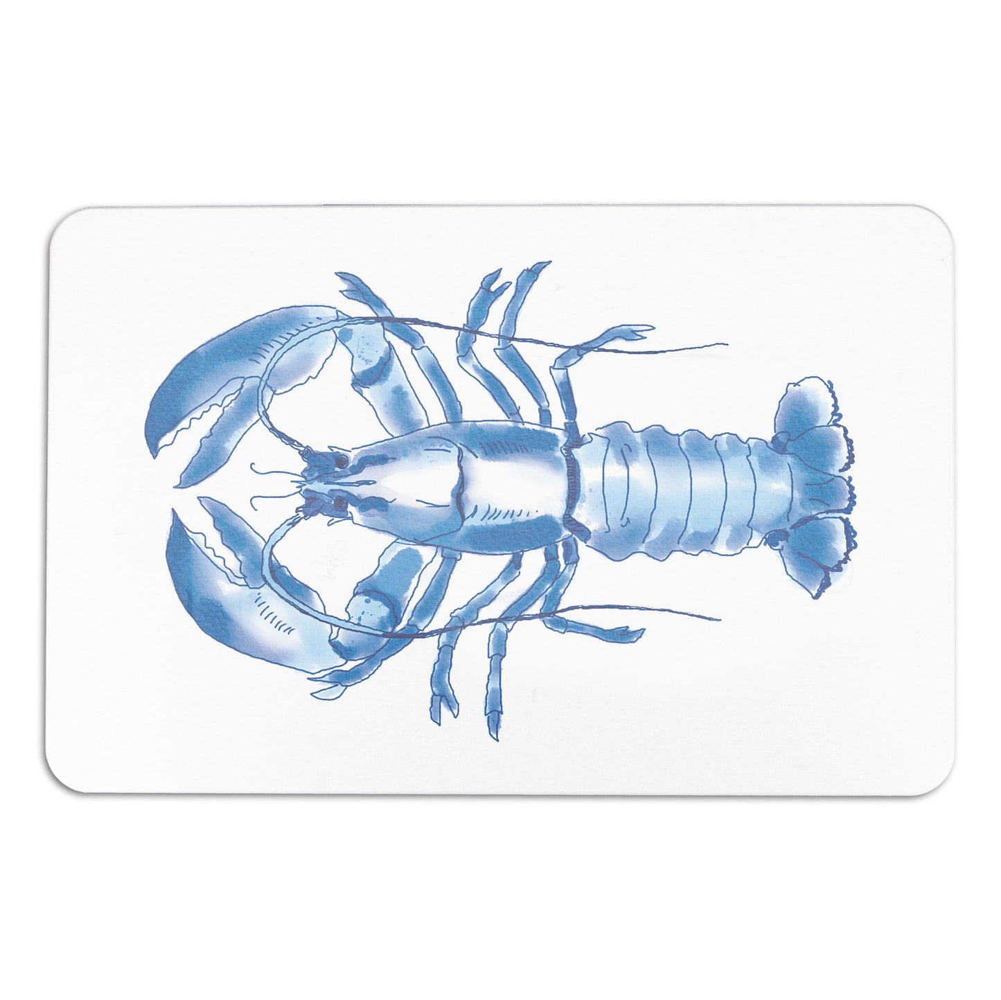 Blue Lobster White Stone Anti-Mould Non Slip Bath Mat Rug. 60x39cm Bath Mat CasaFenix