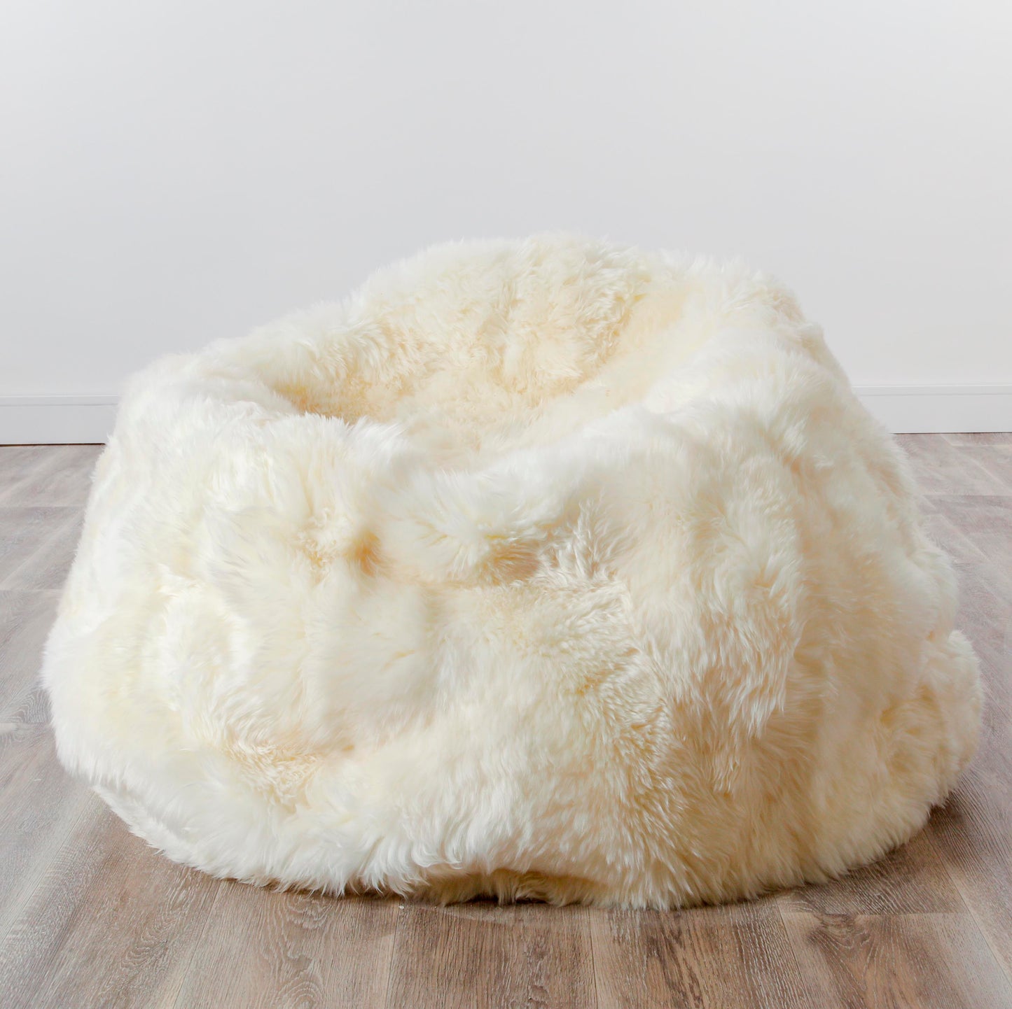 XXL Luxurious Natural White Genuine Sheepskin Beanbag - CasaFenix