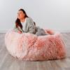 XXL Luxurious Blush Pink Genuine Sheepskin Beanbag - CasaFenix