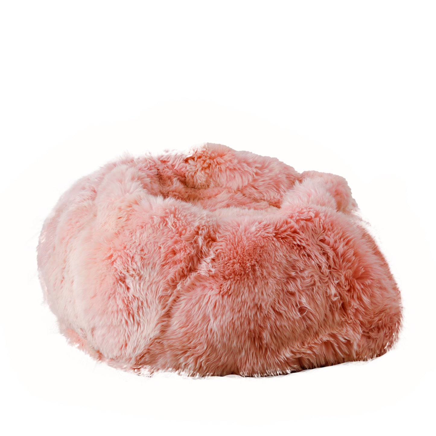 XXL Luxurious Blush Pink Genuine Sheepskin Beanbag - CasaFenix