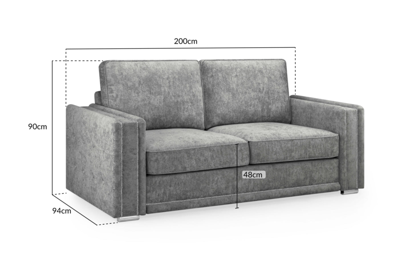 Bentley Plush Button Fabric Sofa in Silver or Slate Grey 2, 3 Seat, 4 Seat Corner Settee Footstool (Copy) Sofa CasaFenix