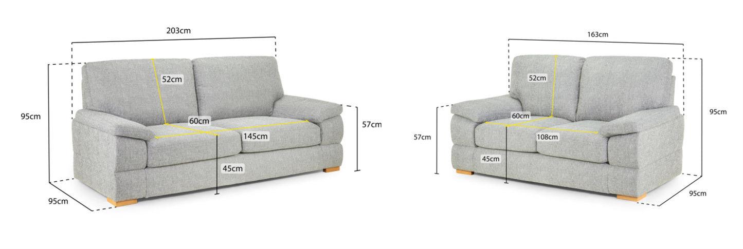 Bento Plush Fabric Sofa in Silver or Charcoal Grey 2, 3 Seat, 4 Seat Corner Settee (Copy) Sofa CasaFenix