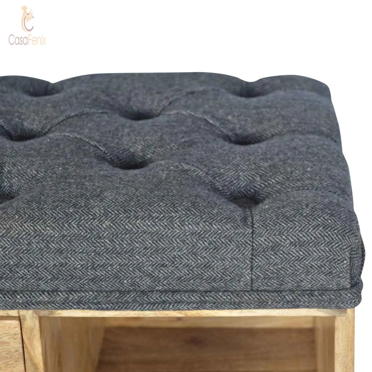 Black Tweed 6 Slot Shoe Storage Shoe Bench 100% solid mango wood - CasaFenix