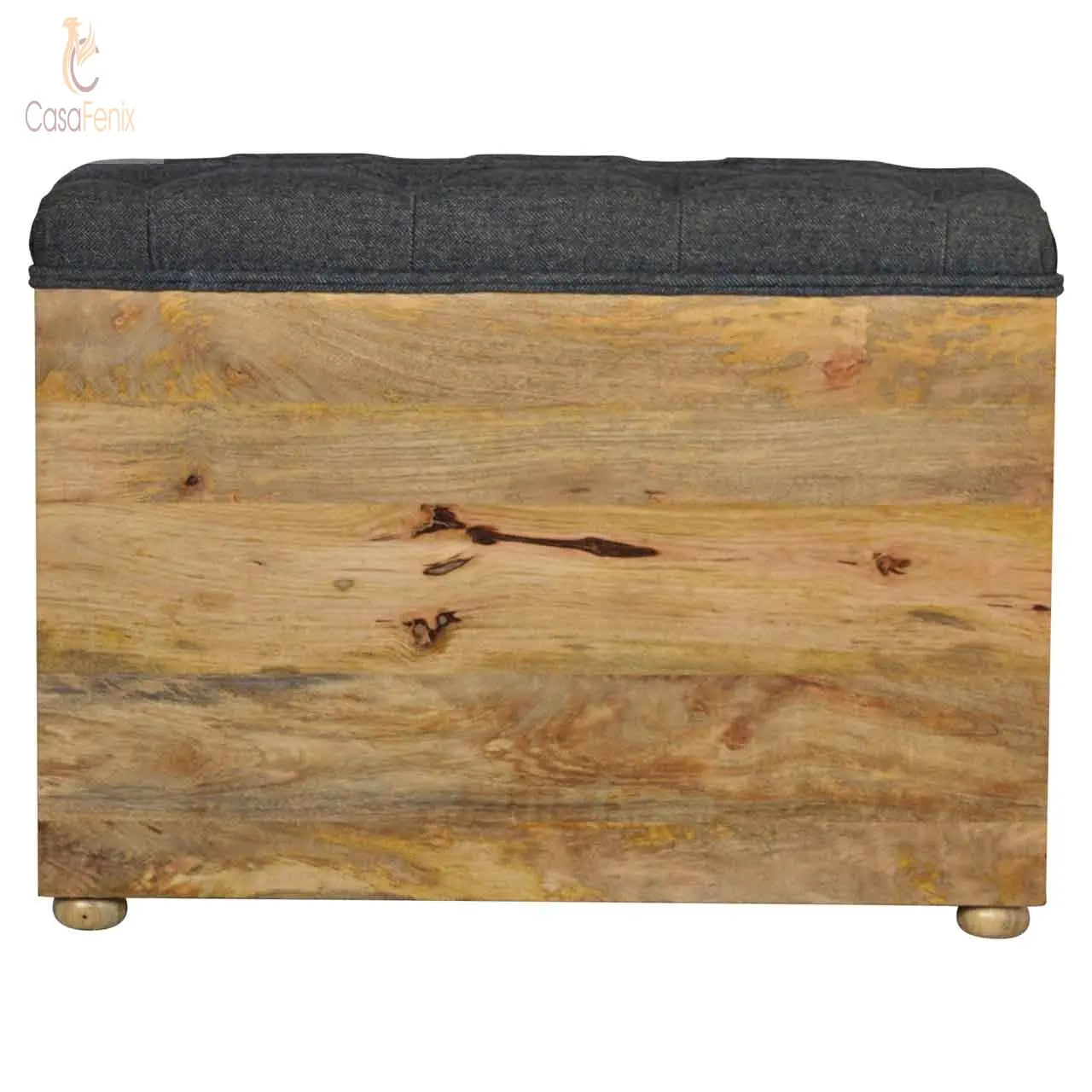 Black Tweed 6 Slot Shoe Storage Shoe Bench 100% solid mango wood - CasaFenix