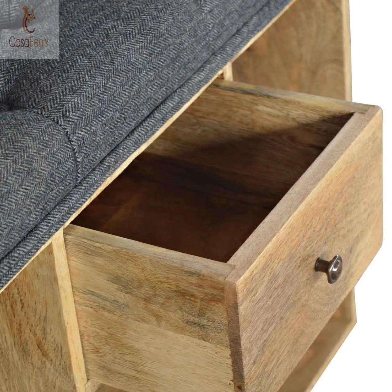 Black Tweed 6 Slot Shoe Storage Shoe Bench 100% solid mango wood - CasaFenix