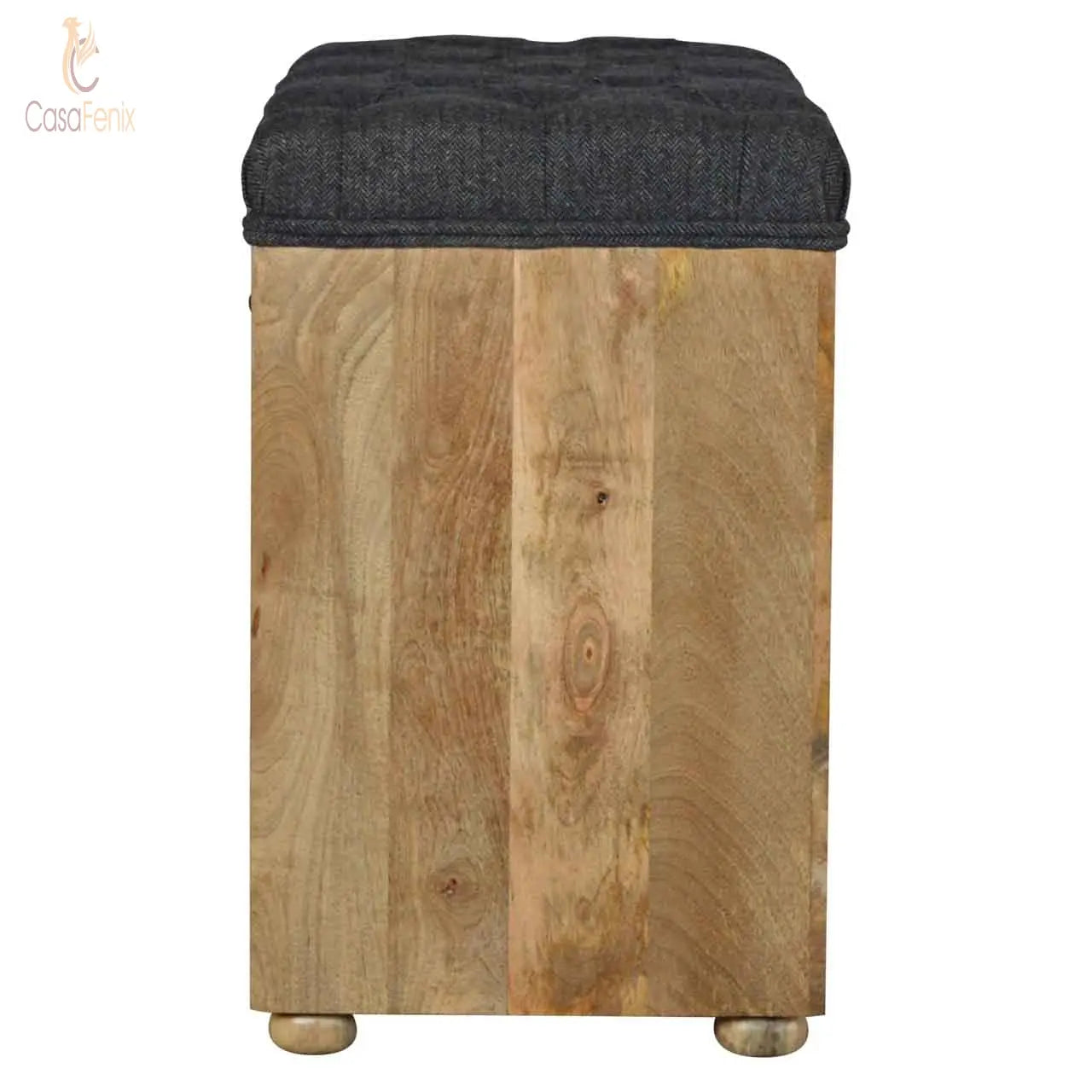 Black Tweed 6 Slot Shoe Storage Shoe Bench 100% solid mango wood - CasaFenix
