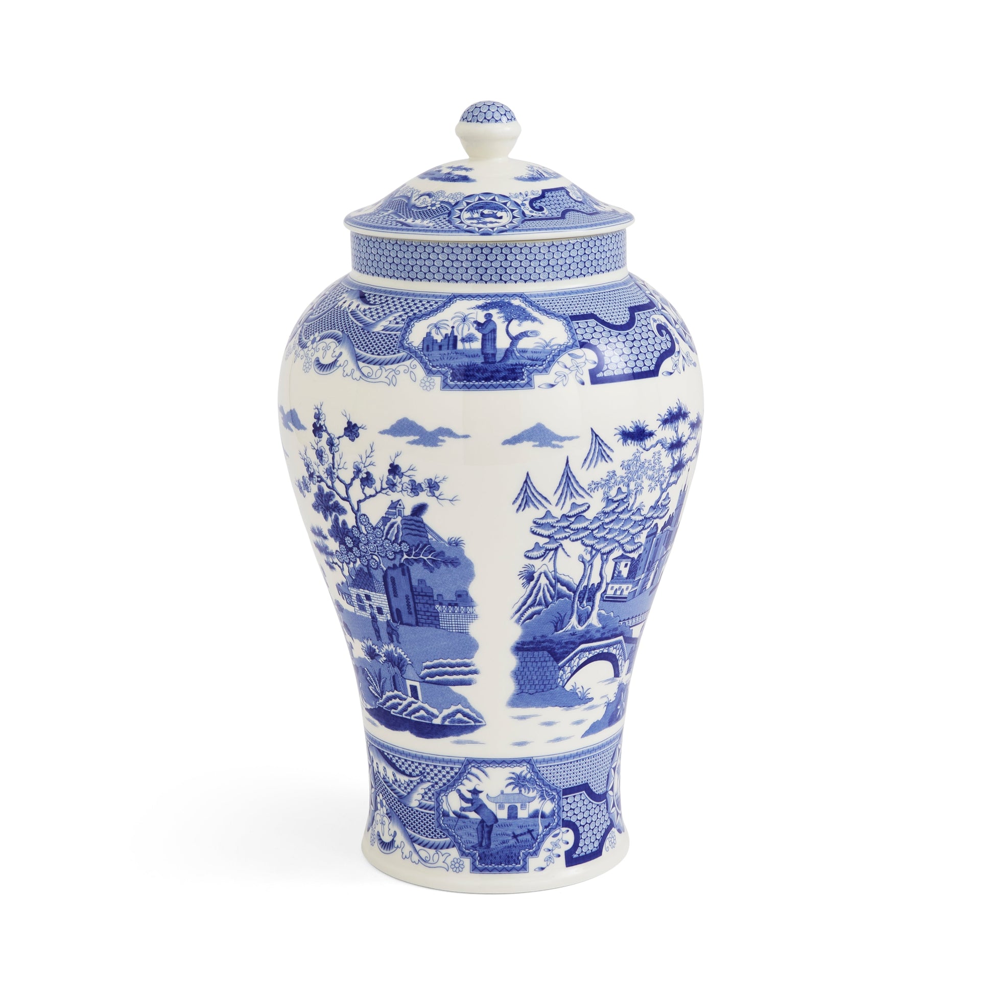 Blue Italian Gothic Castle Vase – Porcelain Statement Decorative Vase dinnerware CasaFenix