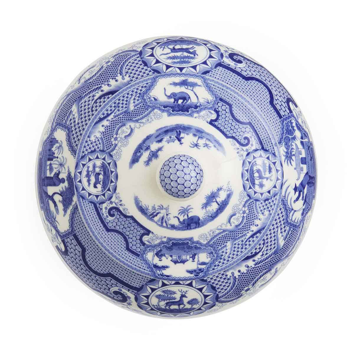 Blue Italian Gothic Castle Vase – Porcelain Statement Decorative Vase dinnerware CasaFenix