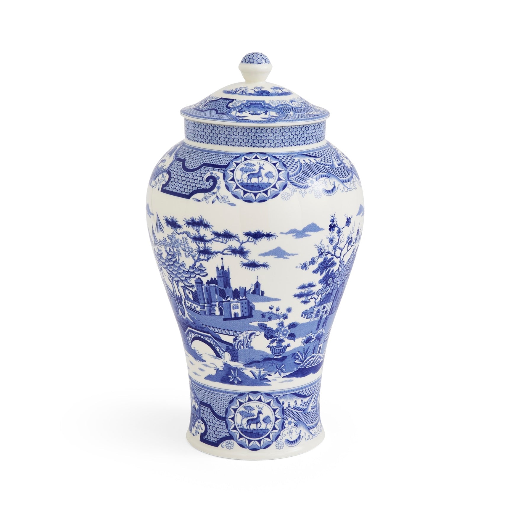 Blue Italian Gothic Castle Vase – Porcelain Statement Decorative Vase dinnerware CasaFenix