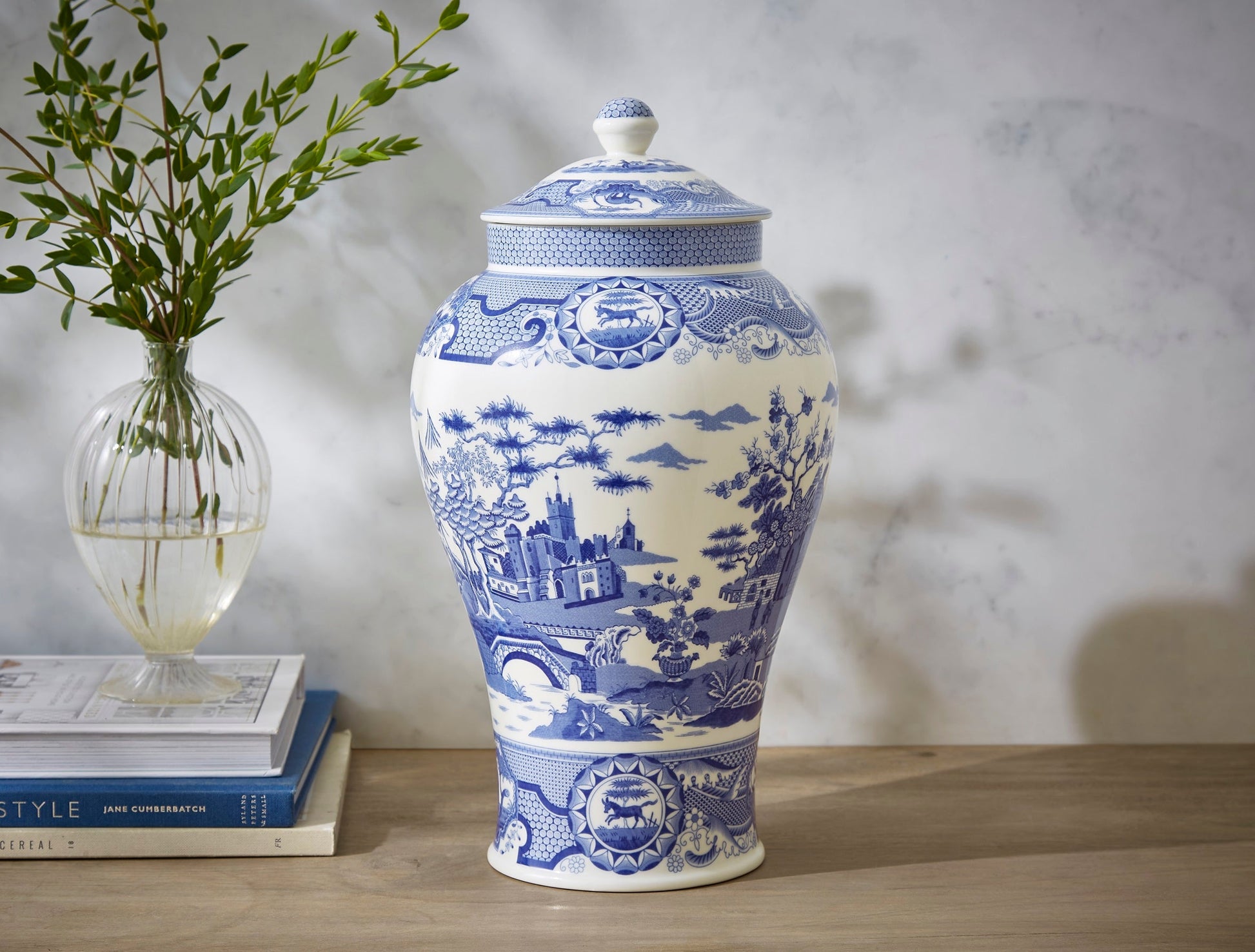 Blue Italian Gothic Castle Vase – Porcelain Statement Decorative Vase dinnerware CasaFenix