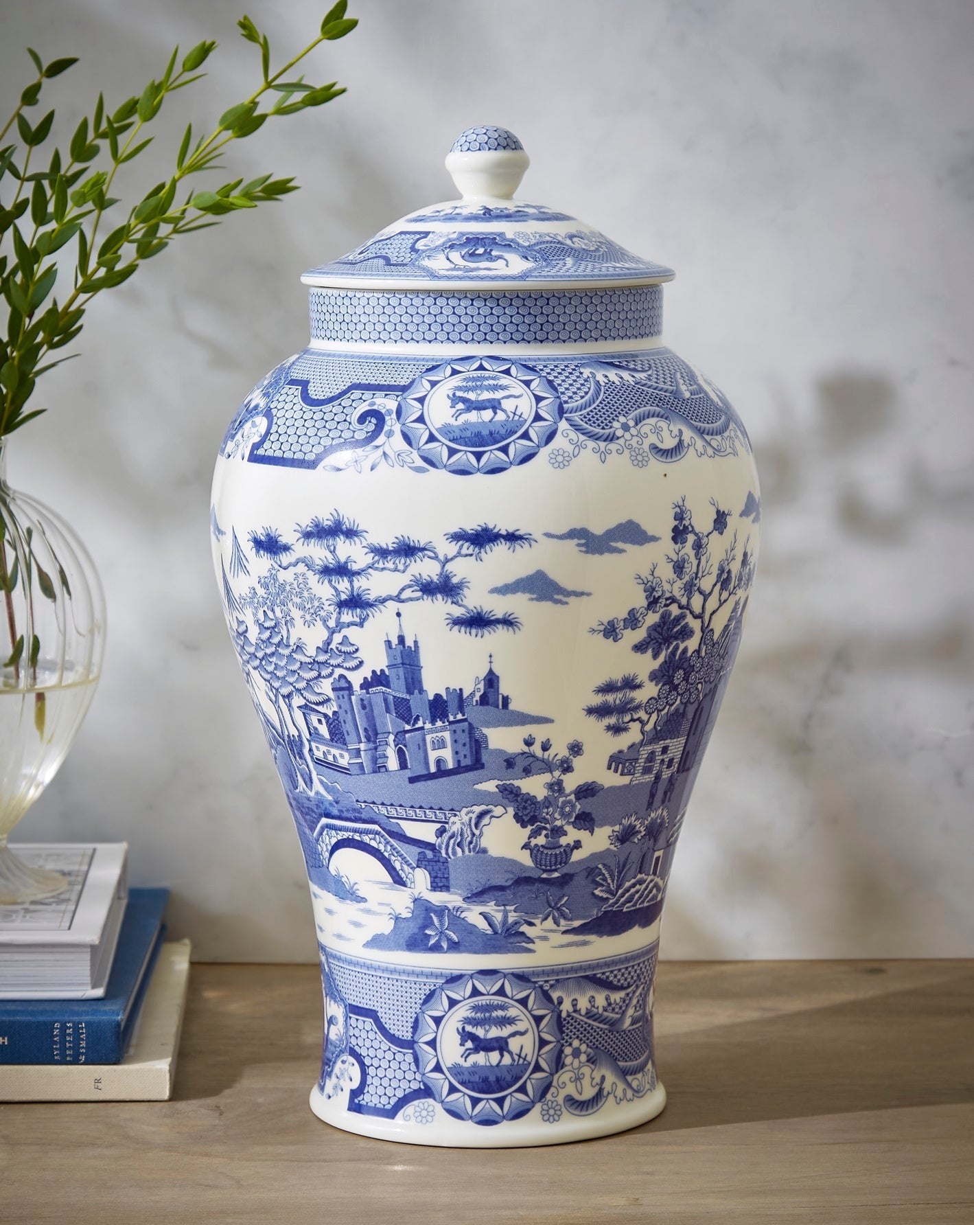 Blue Italian Gothic Castle Vase – Porcelain Statement Decorative Vase dinnerware CasaFenix