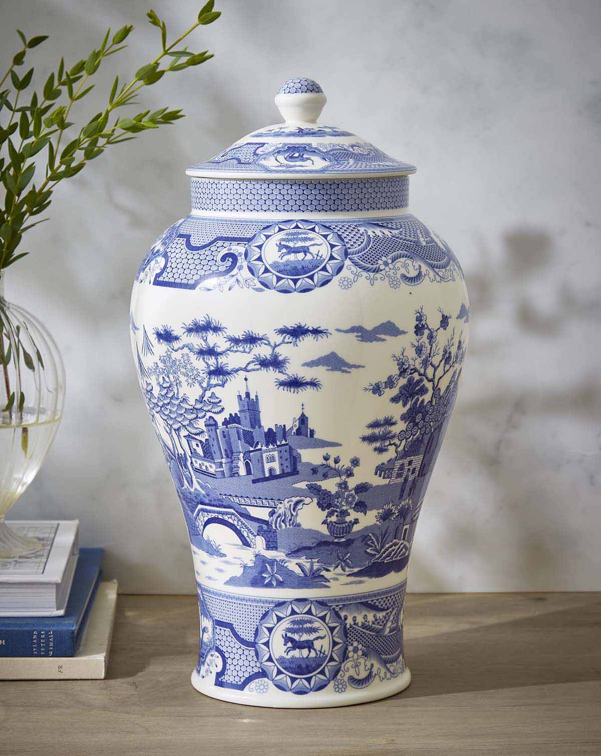 Blue Italian Gothic Castle Vase – Porcelain Statement Decorative Vase dinnerware CasaFenix