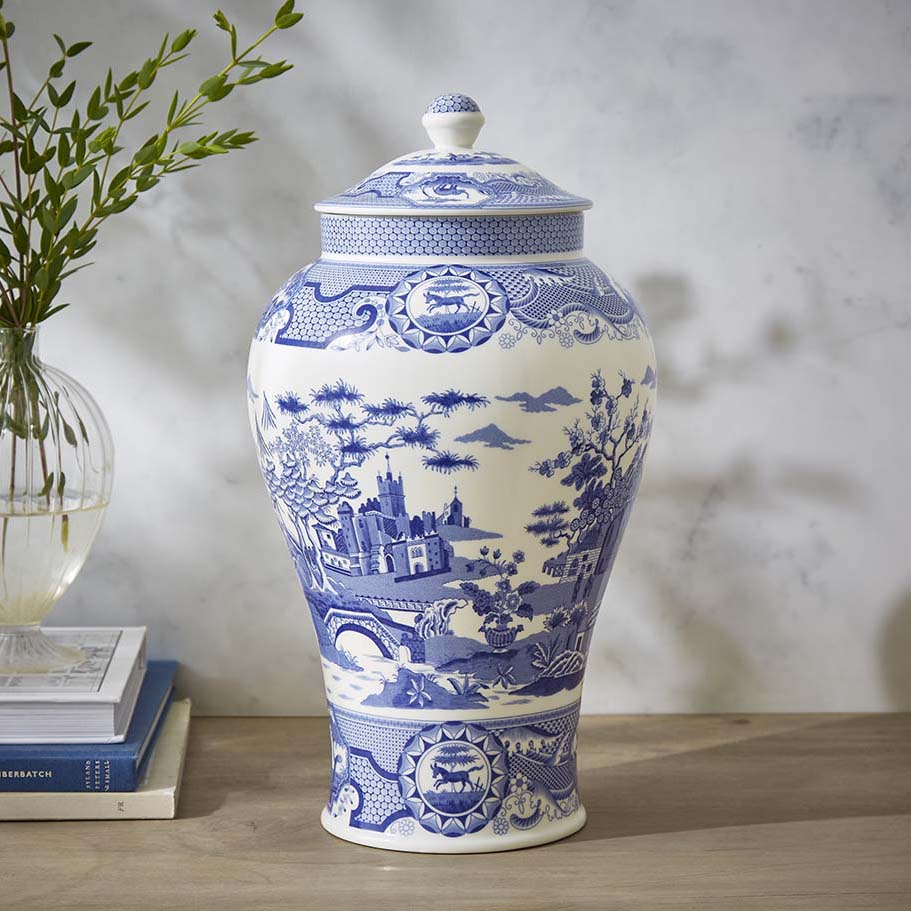 Blue Italian Gothic Castle Vase – Porcelain Statement Decorative Vase dinnerware CasaFenix