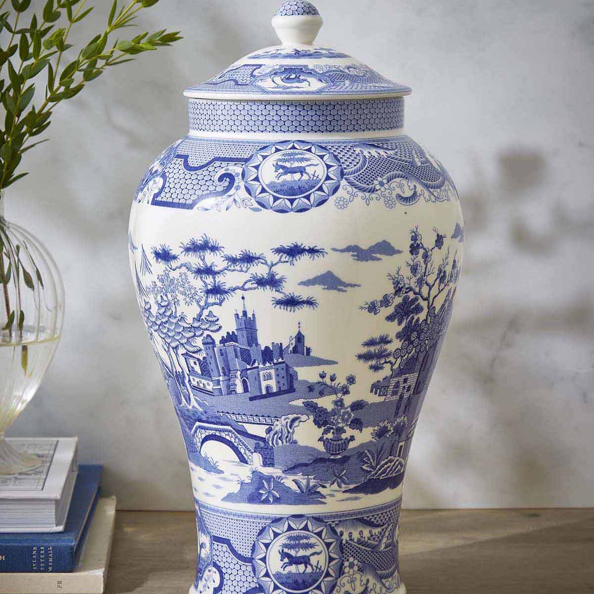 Blue Italian Gothic Castle Vase – Porcelain Statement Decorative Vase dinnerware CasaFenix