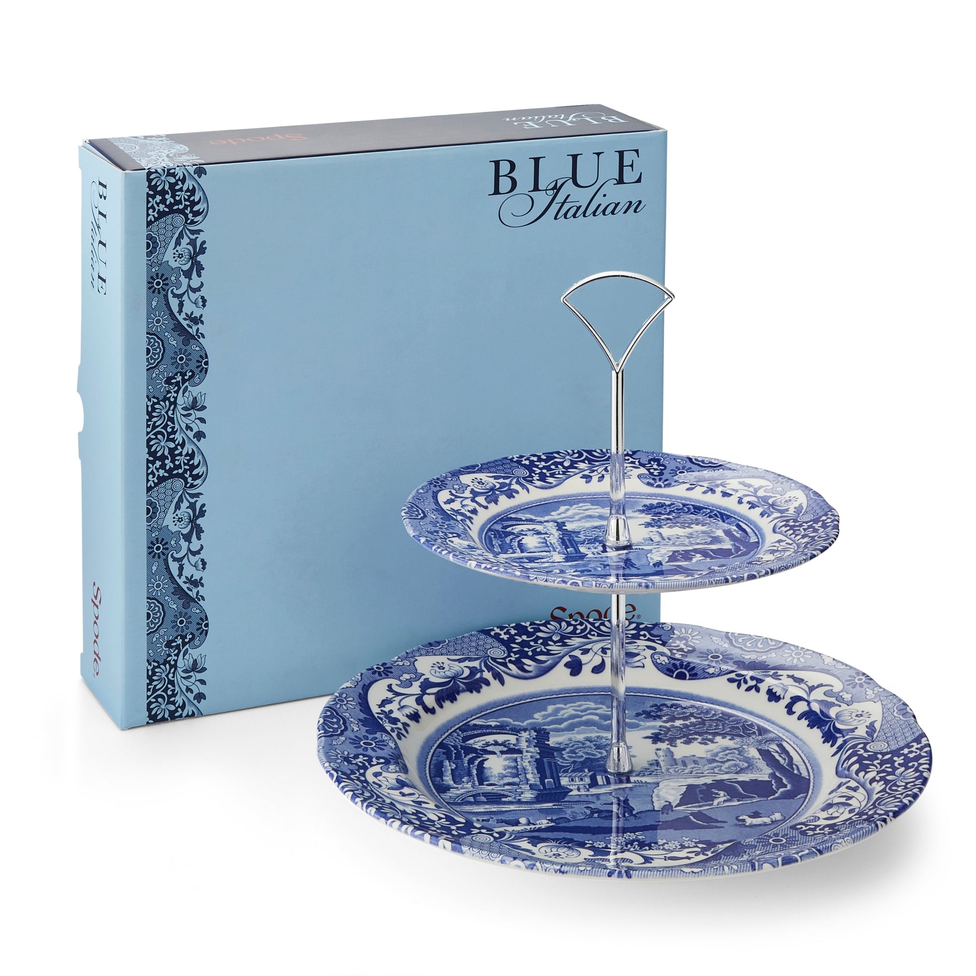 Blue Italian 2-Tier Cake Stand – Porcelain Afternoon Tea Display dinnerware CasaFenix