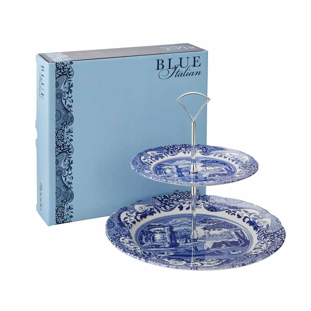 Blue Italian 2-Tier Cake Stand – Porcelain Afternoon Tea Display dinnerware CasaFenix