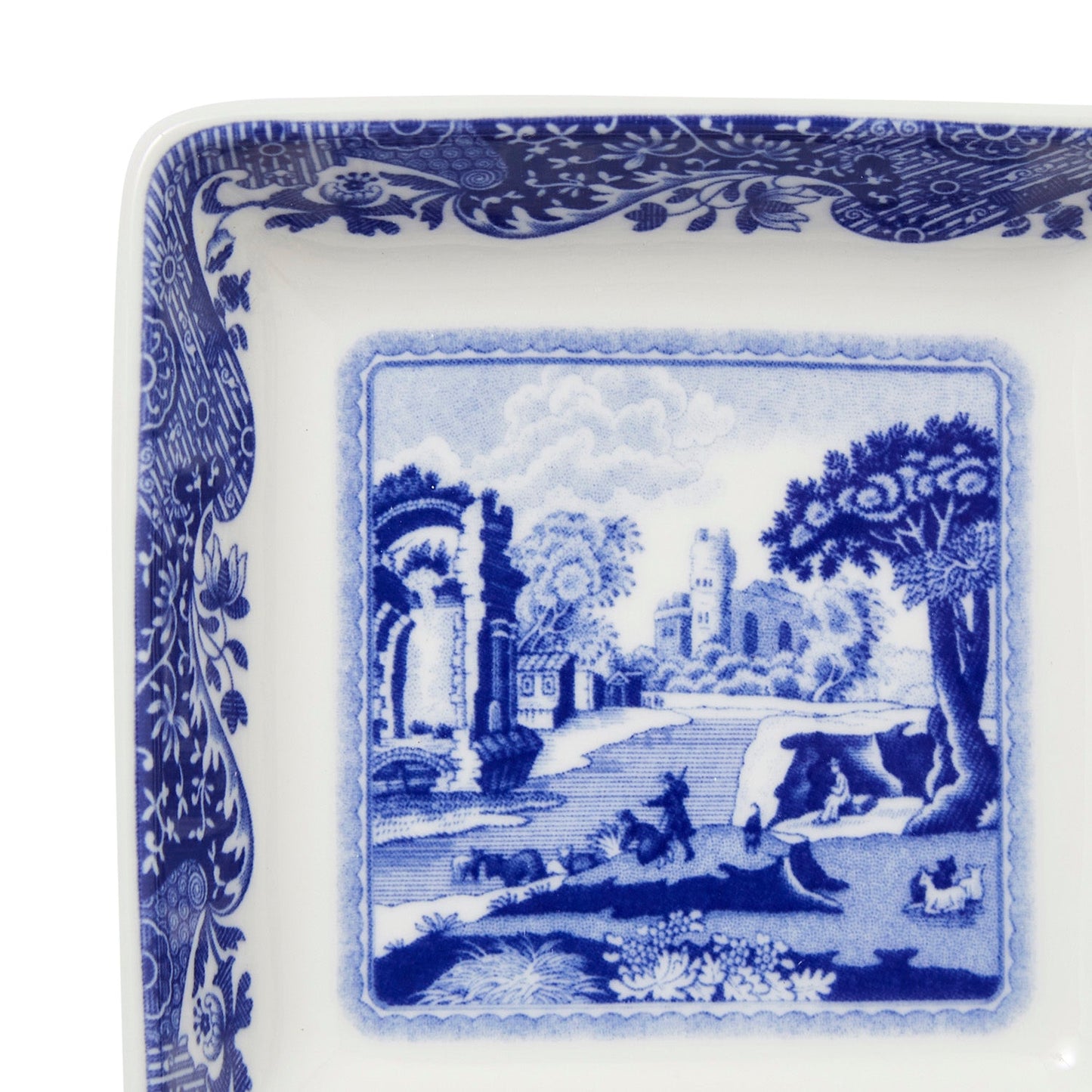 Blue Italian Set of 4 Square Dishes – Porcelain Canapé & Dip Plates dinnerware CasaFenix