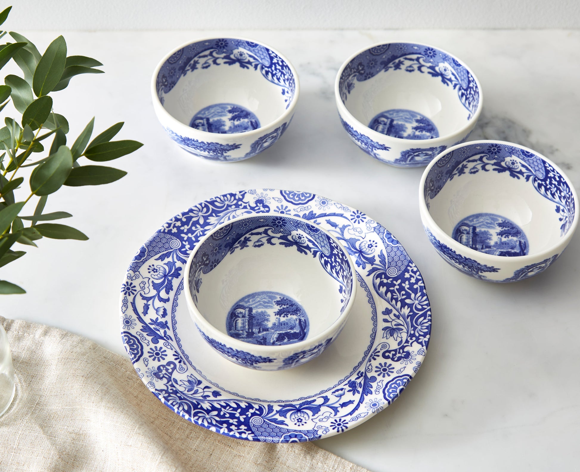 Blue Italian Dip Bowls Set of 4 – Blue & White Porcelain Bowls dinnerware CasaFenix