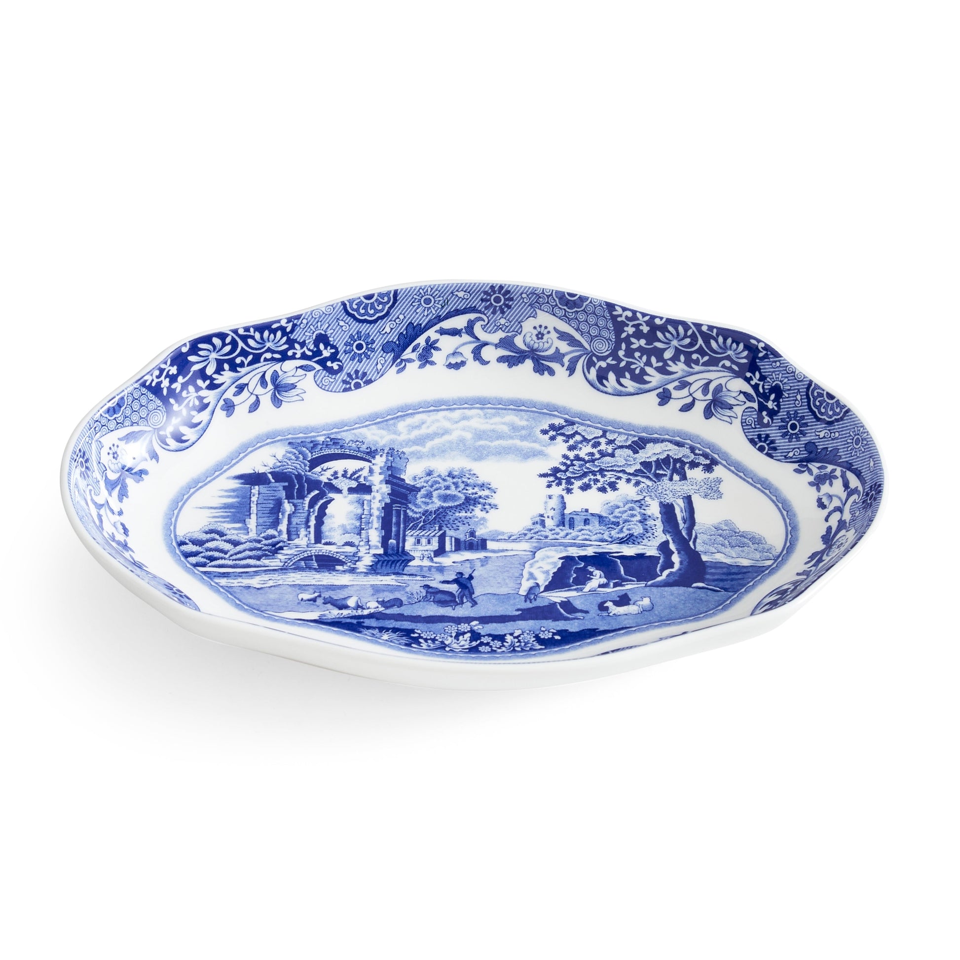 Blue Italian Oval Fluted Dish – Porcelain Serving Plate by Spode dinnerware CasaFenix